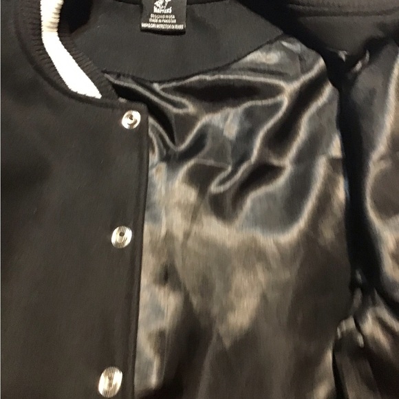 Black Matter Varsity Jacket with Leather Sleeves - Picture 6 of 6